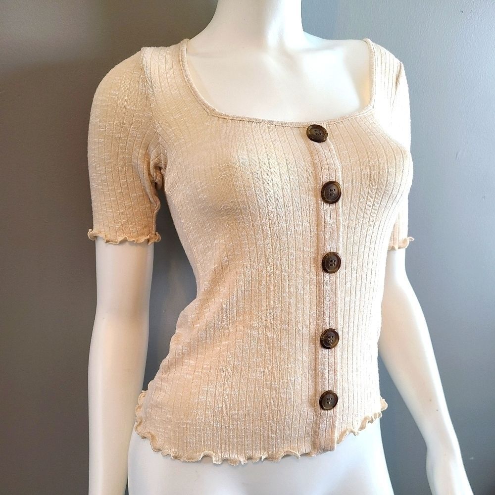 Rewind Ribbed Top with faux Buttons Women’s sz Small NEW TAGS - Picture 7 of 10